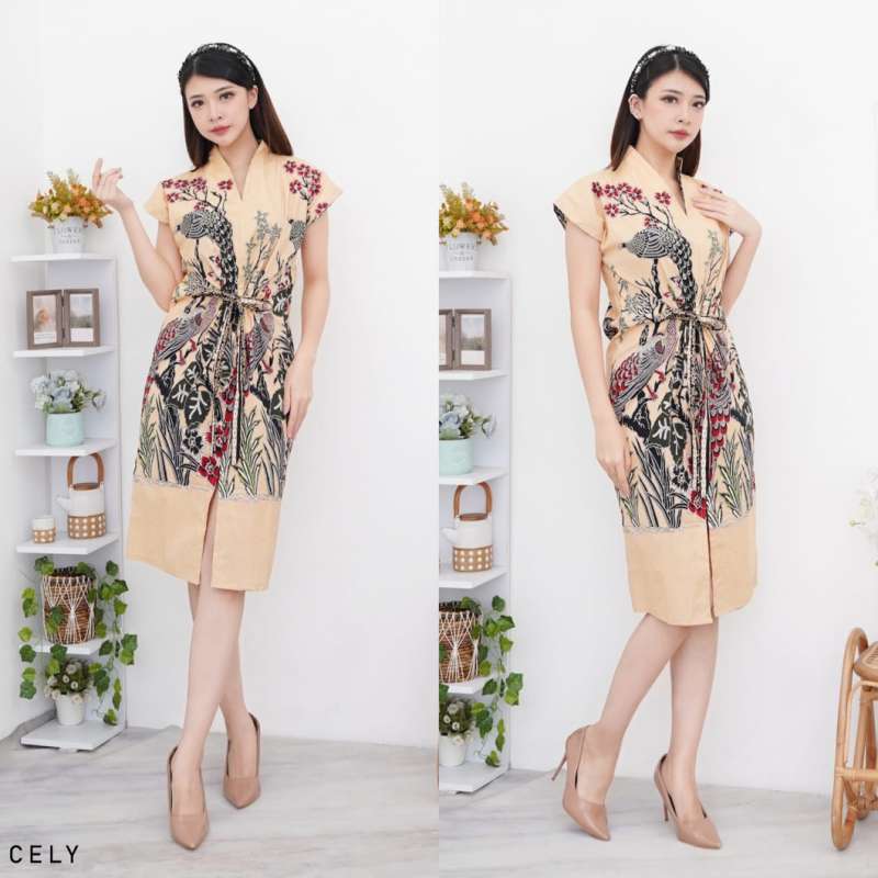 Evercloth Cely Dress Batik Wanita Dress Wanita Model Sabrina Batik Couple