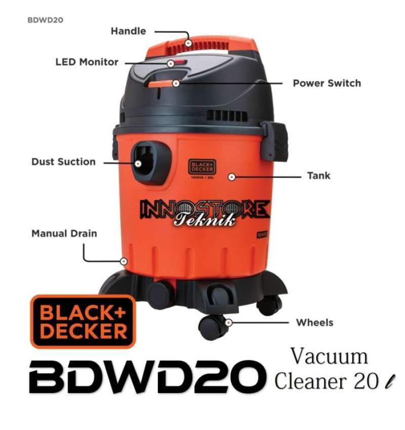 Jual Black+decker Bdwd20 Wet Dry Vacuum Cleaner Basah Kering 1400w 20l
