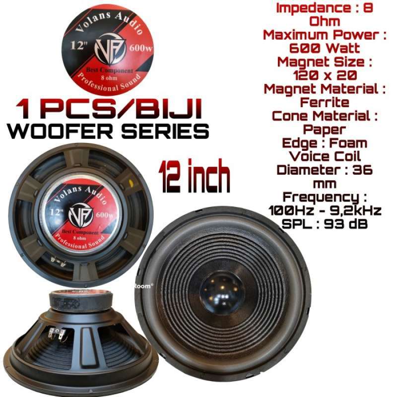 Promo Promo Speaker Component Volans Audio 12 Inch Woofer 600 Watt
