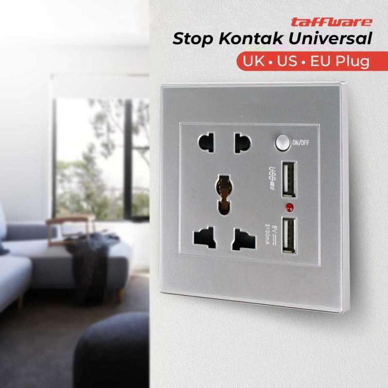 Jual Stop Kontak Universal Uk Eu Us 2 Port Usb On Off Switch Lc-19 T ...