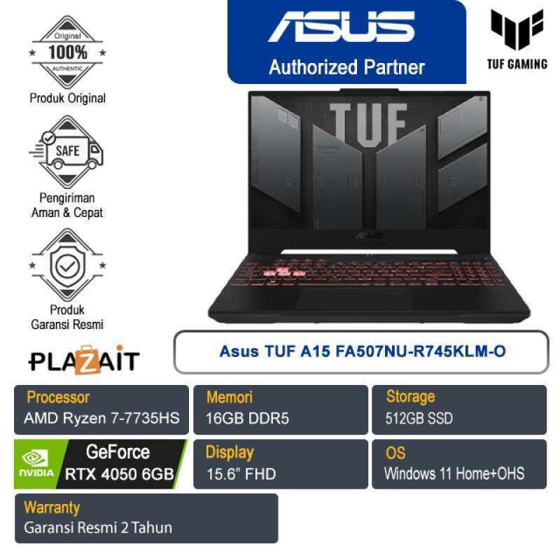 Asus TUF Gaming A15 FA507NU-R745KLM-O /AMD Ryzen 7-7735HS/16GB/512GB  SSD/NVIDIA GeForce RTX 4050 FHD/Win 11 Home+OHS /Jaeger Gray/2Y