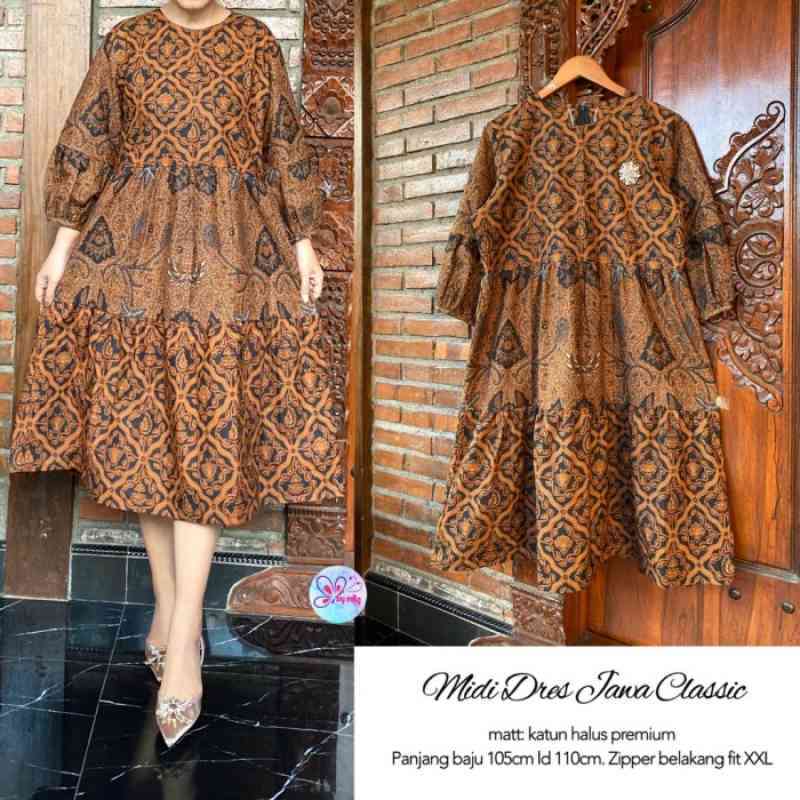 Midi dress batik modern clearance