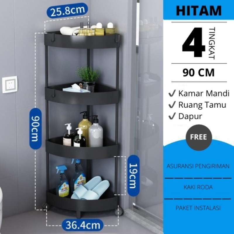 Promo Rak Roda Troli Plastik Rak Dapur Sudut Rak Kamar Mandi Serbaguna ...