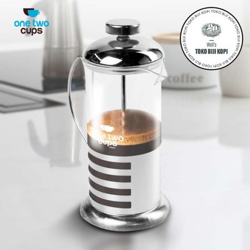 French Press Coffee Maker Stripe Pattern 350ml KG72I Silver