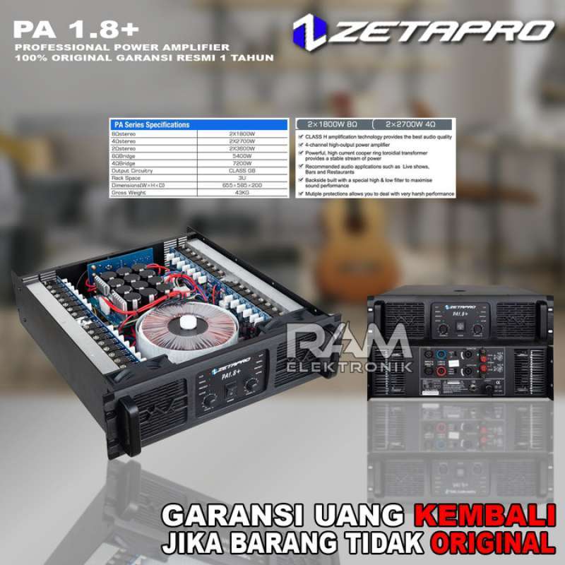 Jual Power Amplifier Zetapro Pa 1.8+ / Pa 1.8 + / Pa 1 8 Plus Original