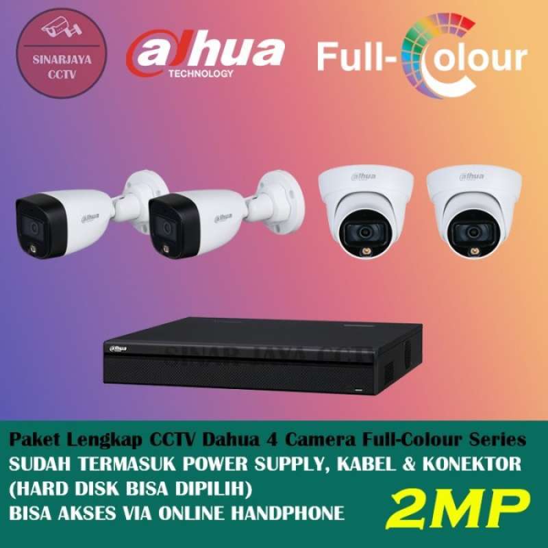 Promo Paket Cctv 4camera Full Colour/colorvu 2mp 1080p Garansi 2tahun ...
