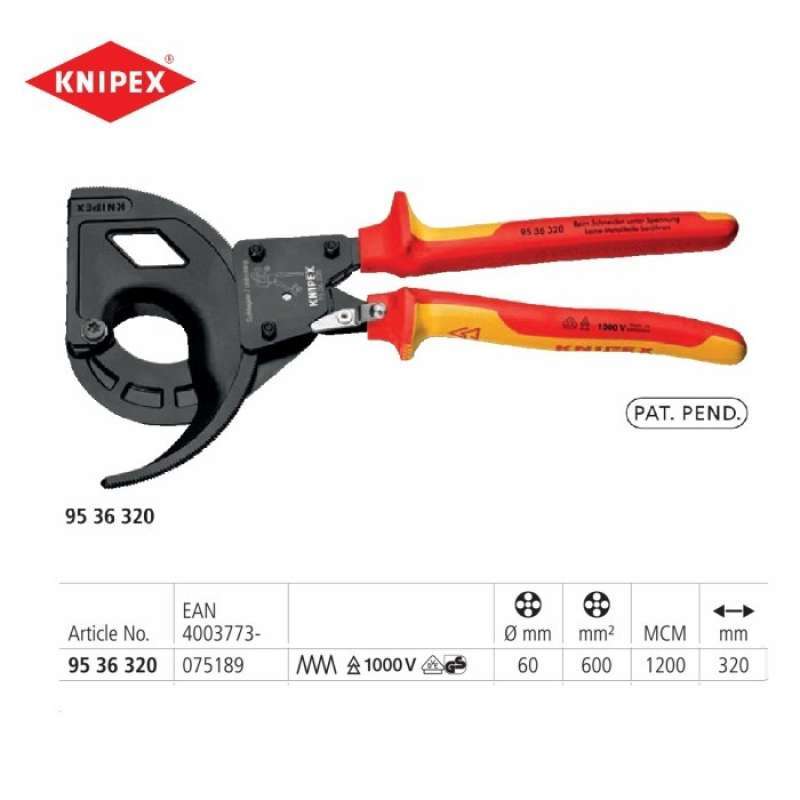 Promo Tang Potong 95 36 320 Knipex Cable Cutters Ratchet Principle 3 ...