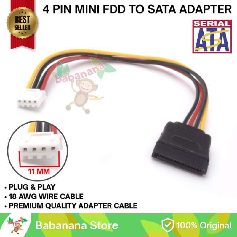 Jual Kabel Power Sata Adapter To 4 Pin Mini Fdd Converter Cable Hdd Ssd ...