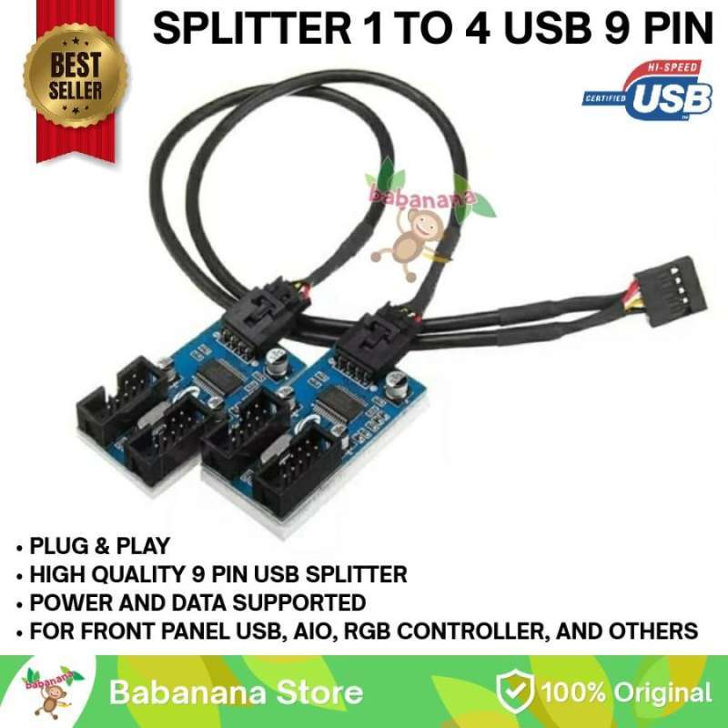 Jual Kabel USB Motherboard 9 Pin Splitter 1 To 4 Cabang Front Panel Hub ...