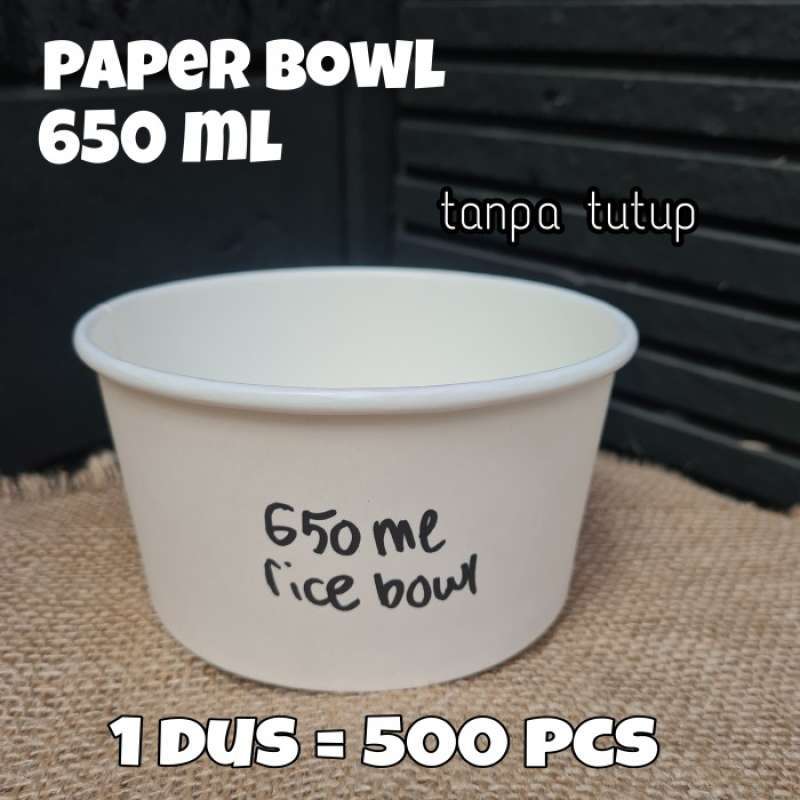 Jual Paper Bowl 650 Ml Rice Mangkok Nasi Kertas Mangkuk 650 Ml 1 Dus ...