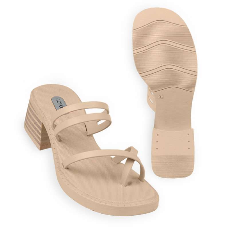 Promo Gofort Sandal Heels Karet Wanita Kekinian Full Karet Anti