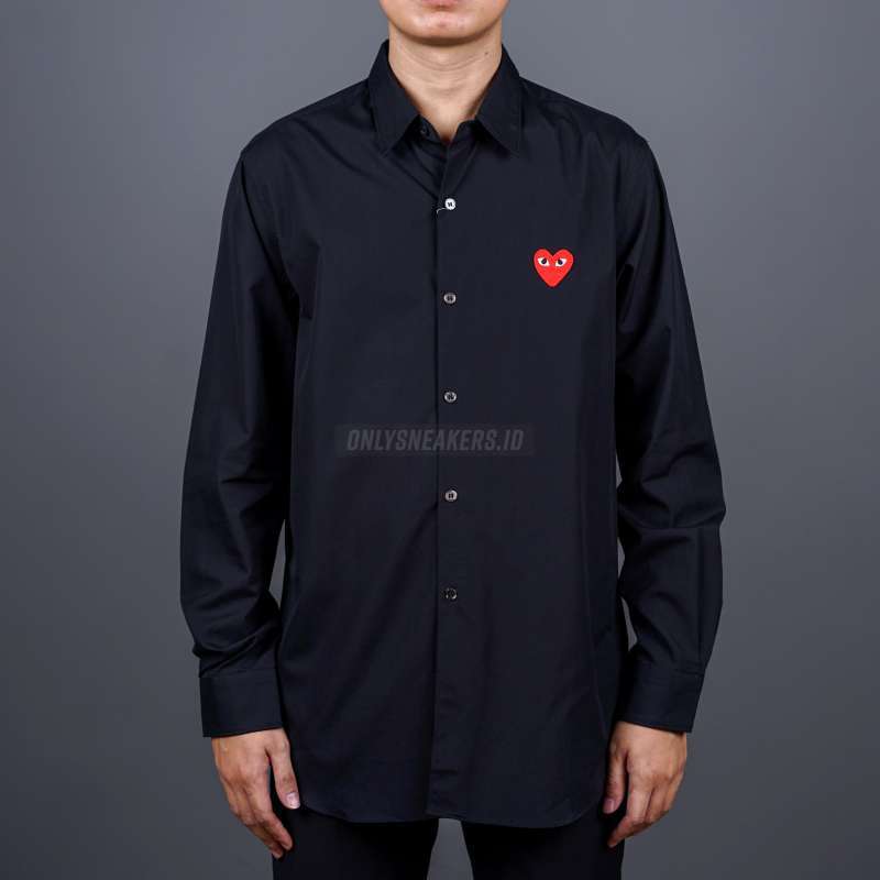 CDG PLAY LONG SLEEVED SHIRT BLACK RED HEART (100% AUTHENTIC)