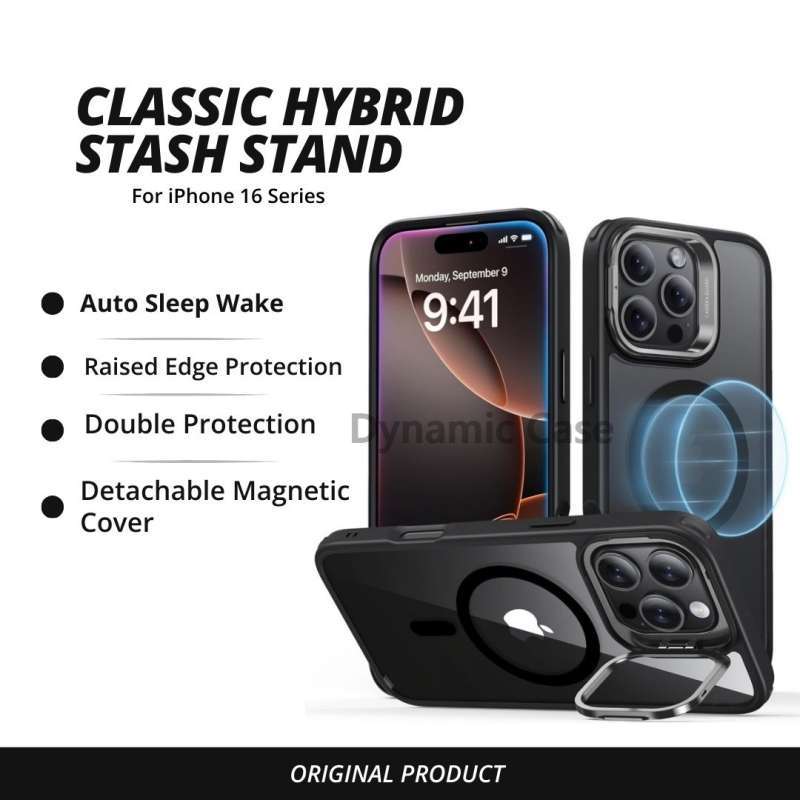 Case iPhone 16 Pro Max 16 Pro ESR Classic Hybrid Case with Stash Stand  HaloLock MagSafe Kickstand Magnetic