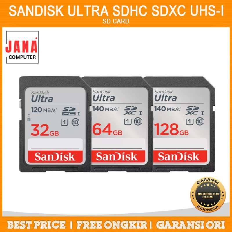 Jual SD Card Sandisk Ultra 32gb 64gb 128gb 120mbps 140mbps Sdhc