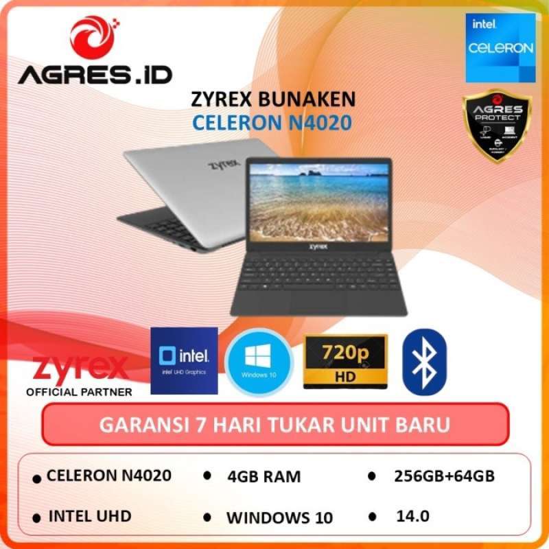 ZYREX Bunaken N4020 Laptop dengan Layar 14 dan Windows 10, RAM 4GB, dan Penyimpanan 256SSD+64GB. Cocok untuk Pelajar dan Pengguna Profesional