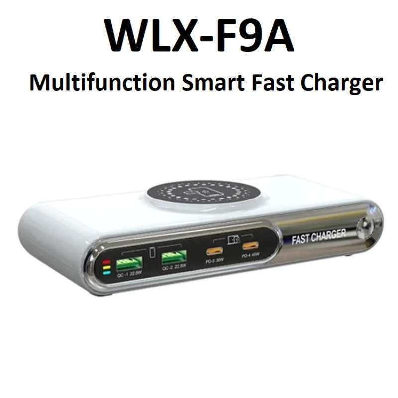ROCKWARE WLX-F9A Multifunction Smart Fast Charger Support Wireless  Charging