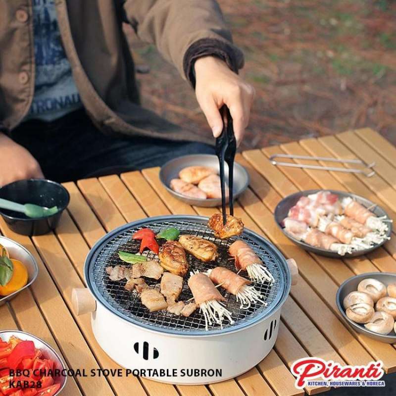 Grill Pan Kompor Arang Pemanggang Barbeque Bulat BBQ Grill Portable  Stainless Steel Multifungsi
