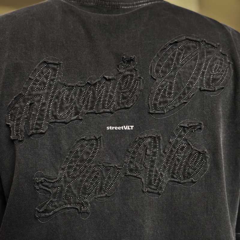 【ADLV】APPLIQUE LOGO PIGMENT SHORT SLEEVE T-SHIRT acmé de la vie ADLV APPLIQUE LOGO PIGMENT SHORT SLEEVE T