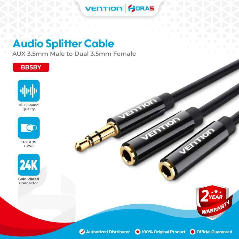 Vention Kabel Aux Audio Splitter Male to Dual Female Hi-Fi  Stereo Sound Quality Aux Audio Splitter Cable Meter BBSBY