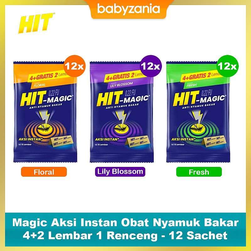 Jual Hit Magic Aksi Instan Obat Nyamuk Bakar 4+2 Lembar 1 Renceng - 12 ...
