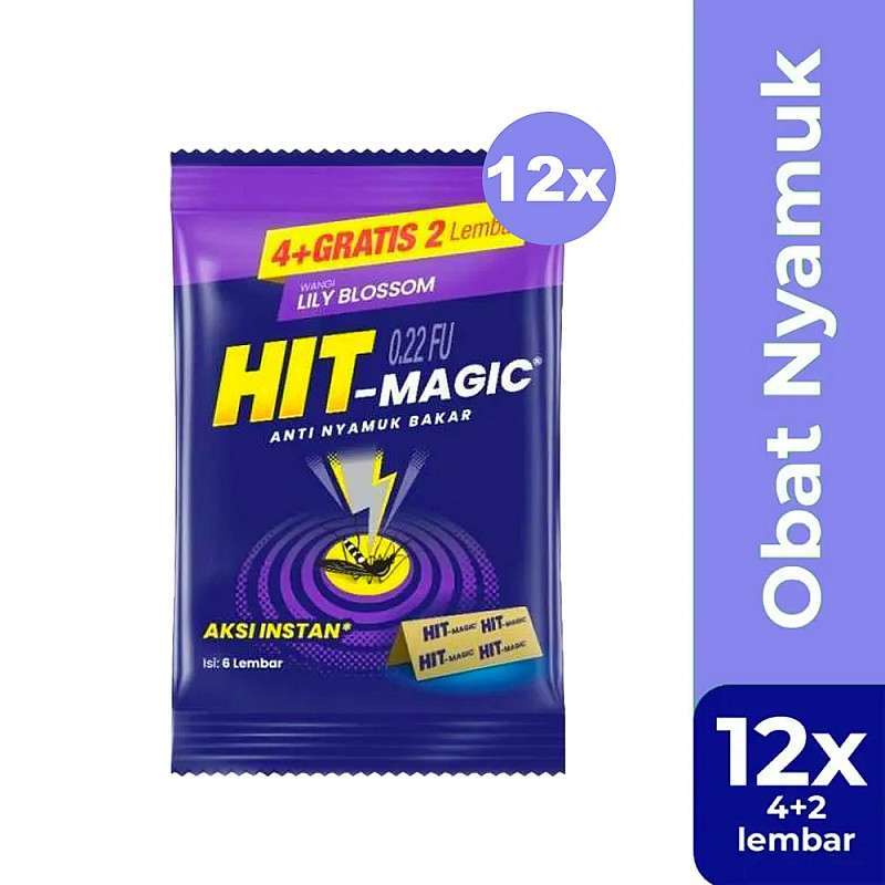 Jual Hit Magic Aksi Instan Obat Nyamuk Bakar 4+2 Lembar 1 Renceng - 12 ...