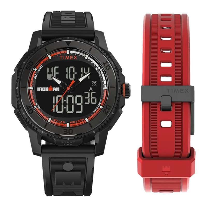 Jam Tangan Pria Timex Ironman TWG062500 Men Adrenalin Digital Black Dial  Black Rubber Strap Extra Strap