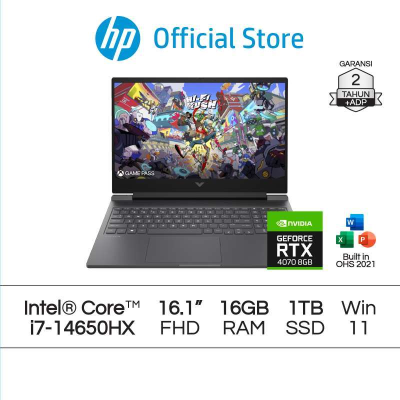 Victus Laptop Gaming HP Intel Core i7 NVIDIA GeForce 16GB RAM 1TB SSD  Silver Blue Windows 11 Inch Garansi Tahun Official