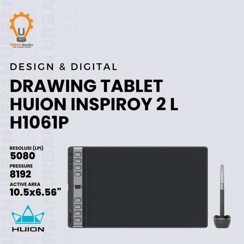 Huion Inspiroy 2 L Graphics Tablet dengan PenTech3.0 Stylus, Area 10.5x6.56 inci, Tekstur Semi-Kertas, dan Kompatibilitas Luas. Ideal untuk Mahasiswa Seni