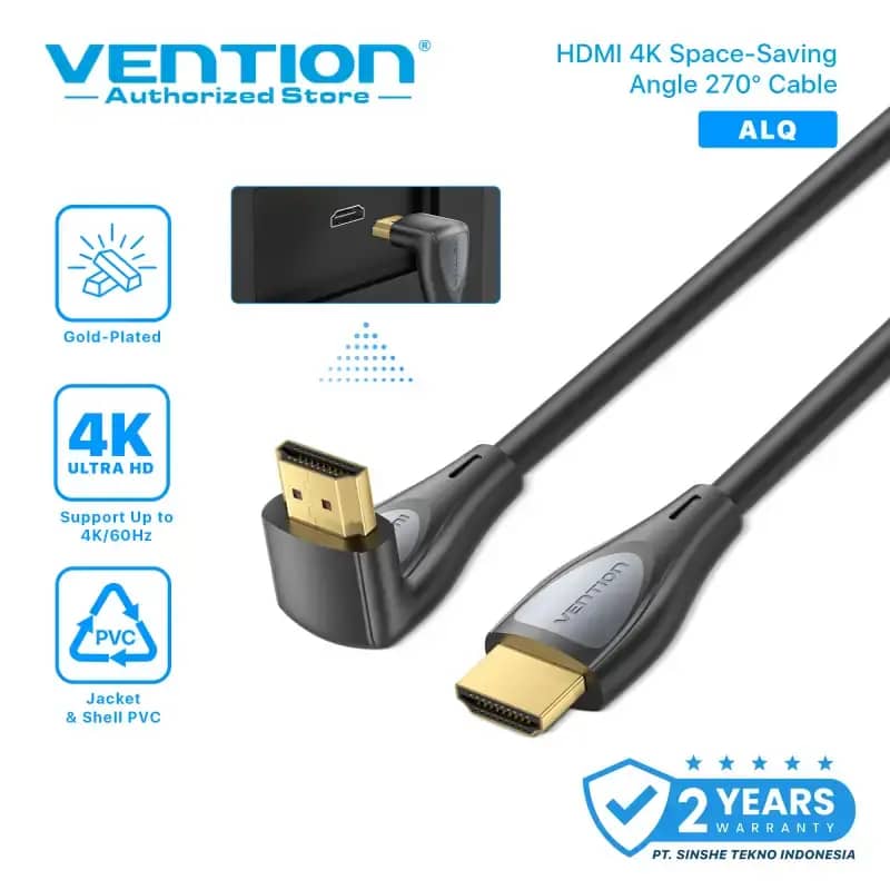 Vention Kabel HDMI Right Angle 4K HDR ARC HDCP 270 degree Gold Plated