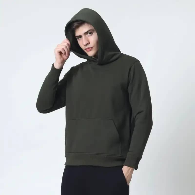 Cotton Well Cozzie Hoodie Sweatshirt with Hidden Pocket Army Jaket  Pullover Fleece dengan Kantong Tersembunyi Hijau