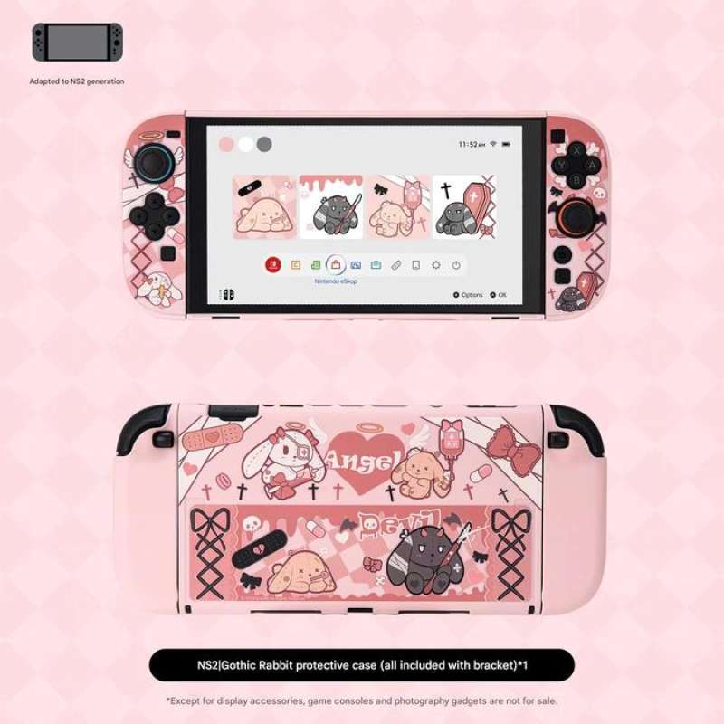 GeekShare Gothic Rabbit Bunny Protective Case Dockable Hard Shell with  Stand Bracket for Nintendo Switch (K-274)