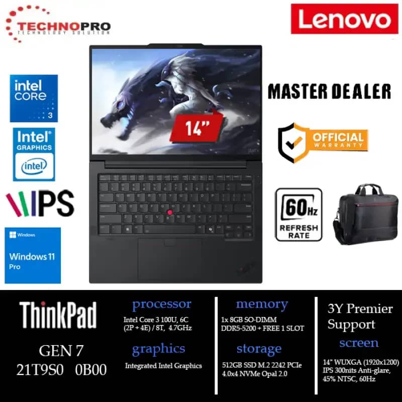 Lenovo ThinkPad E14 Gen 0B00 || Intel Core 100U Intel Graphics 8GB  SO-DIMM DDR5-5200 512GB SSD WINDOWS 11 PRO 14