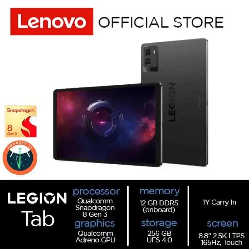 Lenovo Legion Tab dengan 12GB RAM dan Snapdragon 8 Gen 3, Display 8.8 2.5K, Ideal untuk Gamer dan Multitasker dengan Sistem Pendingin Canggih