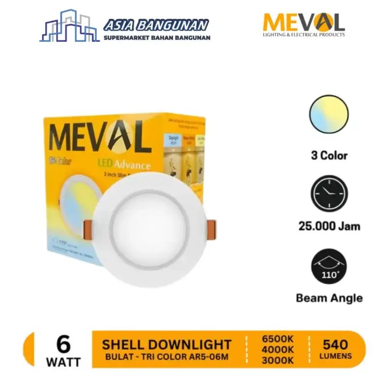 Jual Meval Led Shell Downlight Tricolor - 3 Warna Dalam 1 Lampu (6w/10w ...