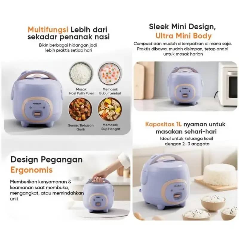 Promo Gaabor Rc-25m01a Mini Rice Cooker 1l Portable Low Watt 400w ...