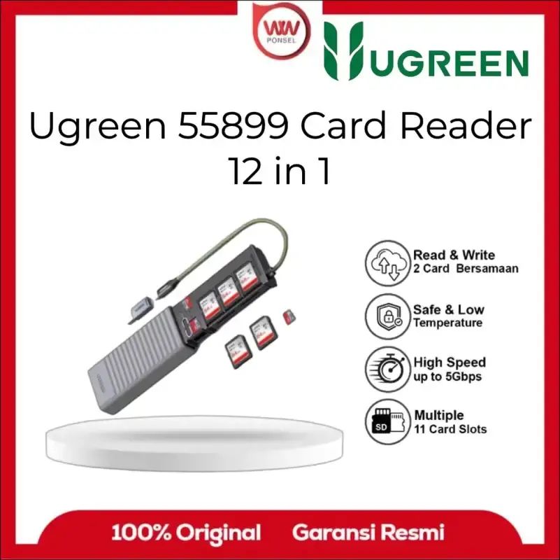 Promo Ugreen 55899 Card Reader 12 In 1 For Sd+tf Card, Sim Card