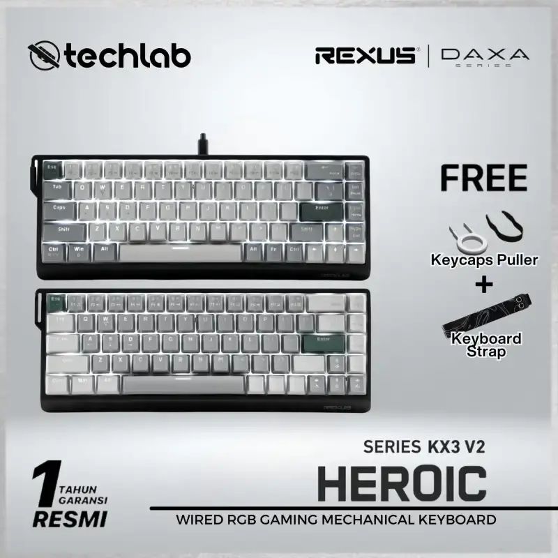 Jual Rexus Kx3 Heroic Keyboard Gaming Mechanical 65% Layout Hotswap ...