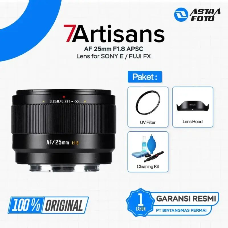 7artisans AF 25mm F1.8 Voor Fujifilm X-mount – Lichtgewicht 180g, Autofocus Met Gezichtsherkenning, Groot Diafragma, Metalen Body