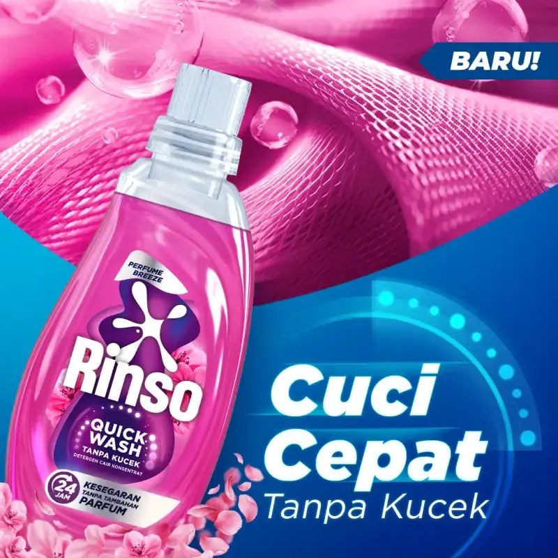 Promo [baru] Rinso Quick Wash Botol Detergen Cair Pro-scent 650g - Baju ...