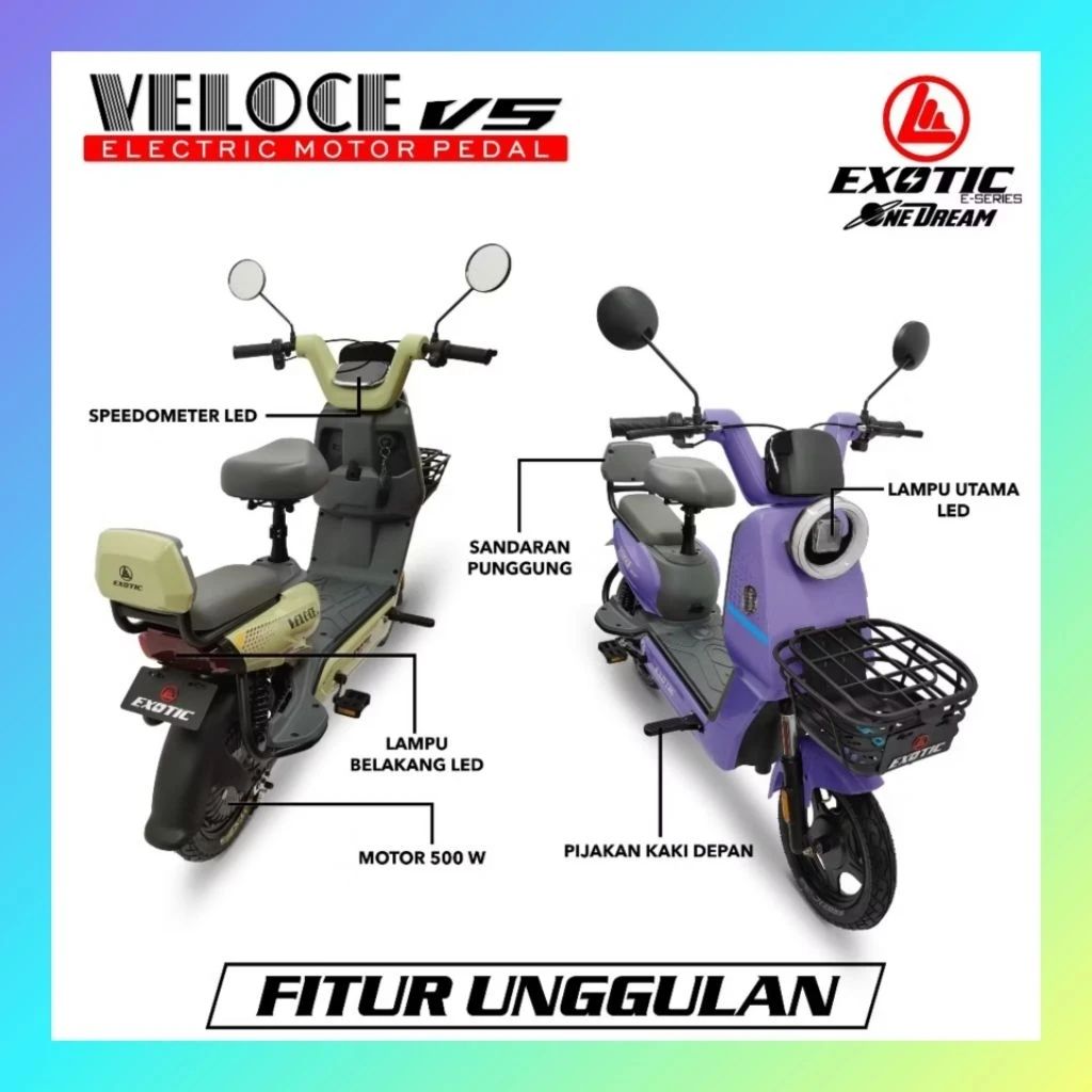 Jual Sepeda Listrik Exotic Veloce V5 500 Watt 48v/12 Ah Spedometer ...
