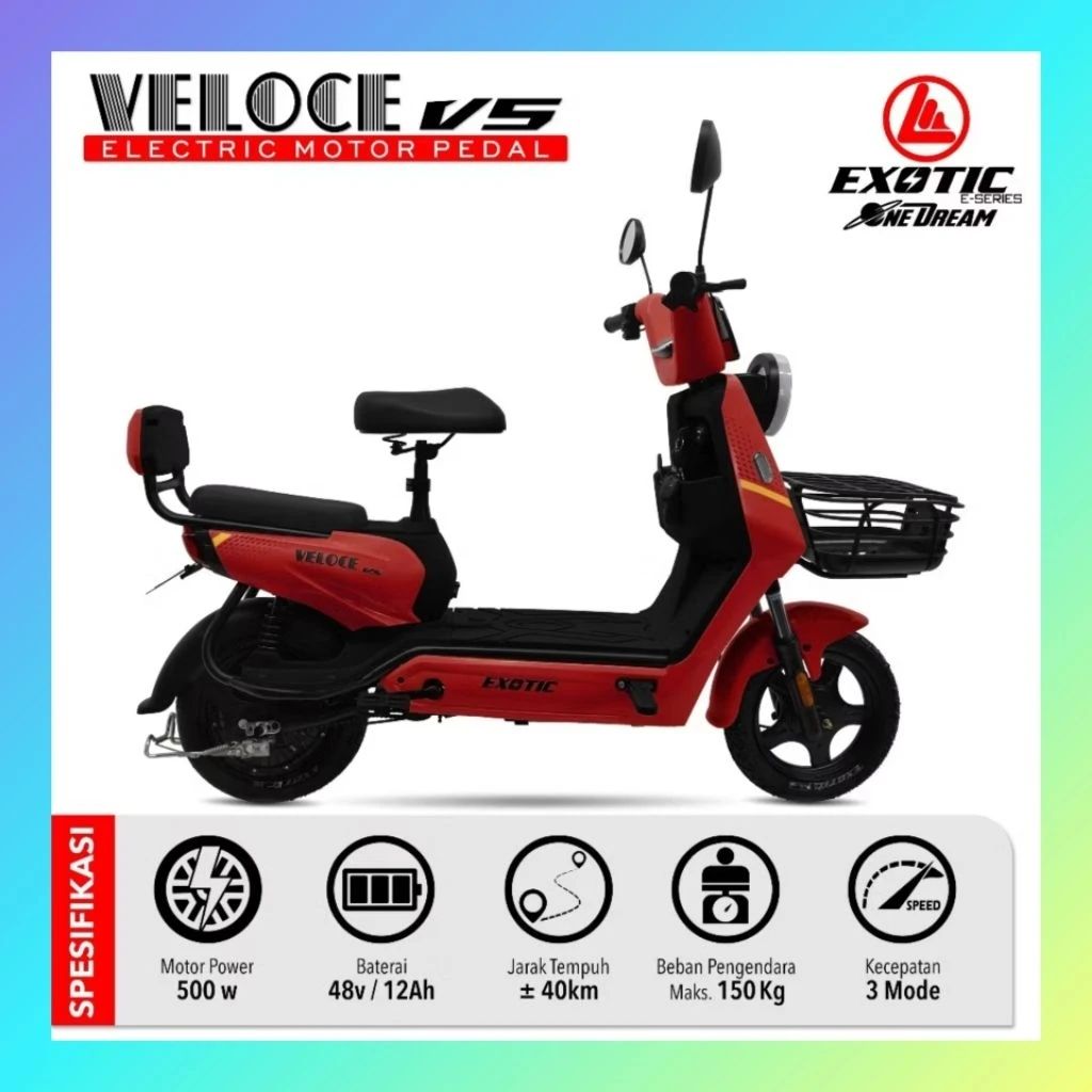 Jual Sepeda Listrik Exotic Veloce V5 500 Watt 48v/12 Ah Spedometer ...