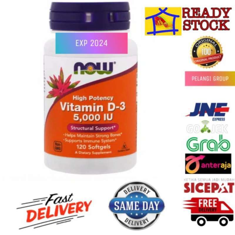 Promo now vitamin d3 5000 iu 120 softgels Diskon 23% di Seller Abata ...