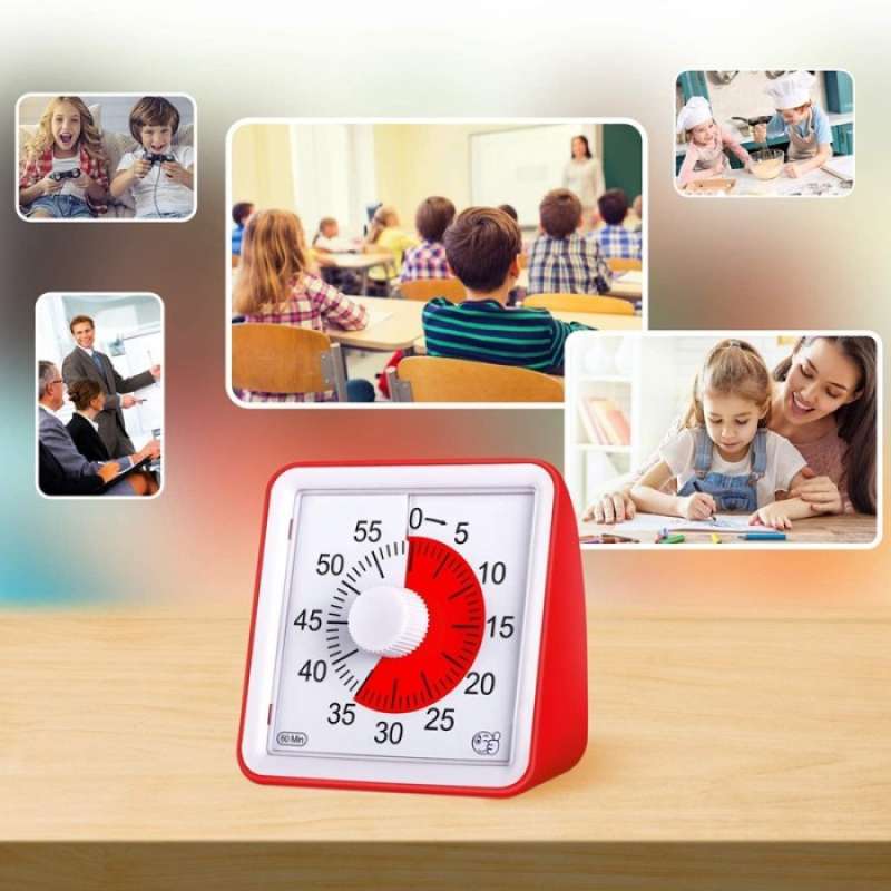 Promo Timer 60 Minute 3 Inch Silent Visual Analog Timer for Kids Diskon ...