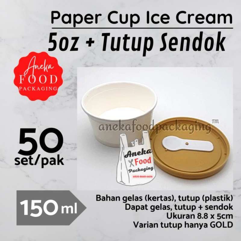Jual Paper Cup Ice Cream 5Oz+Ttp+Sendok di Seller Honey Living