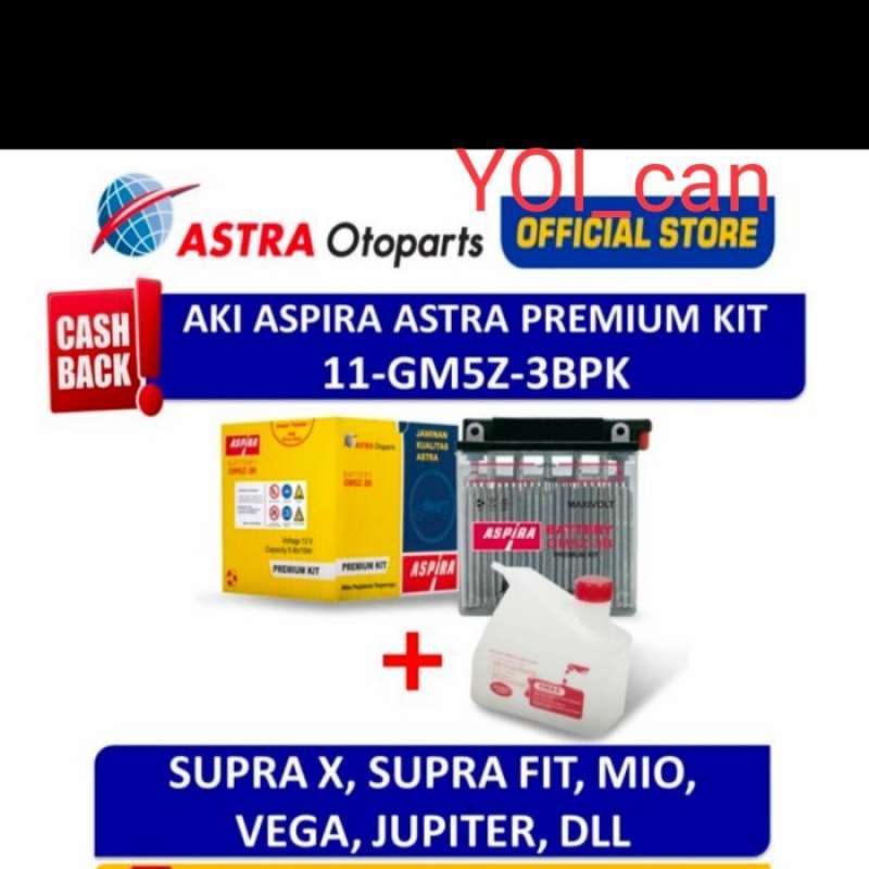 Promo Aki Accu Basah GM5Z-3B Premium Kit Supra Grand Vega Mio Smash