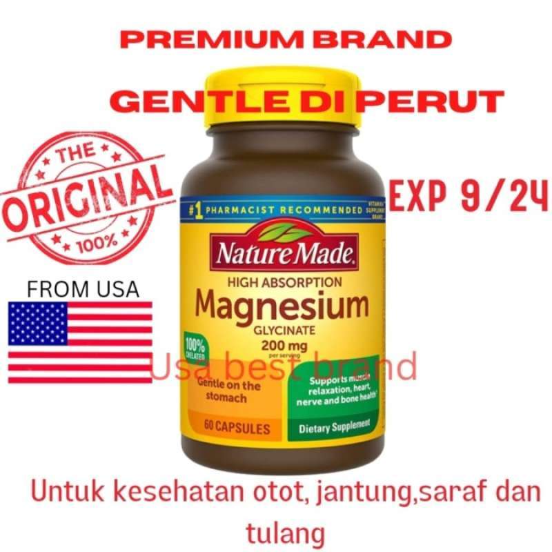 Promo Nature Made Magnesium Glycinate 60 Capsules 200 Mg Diskon 23 di