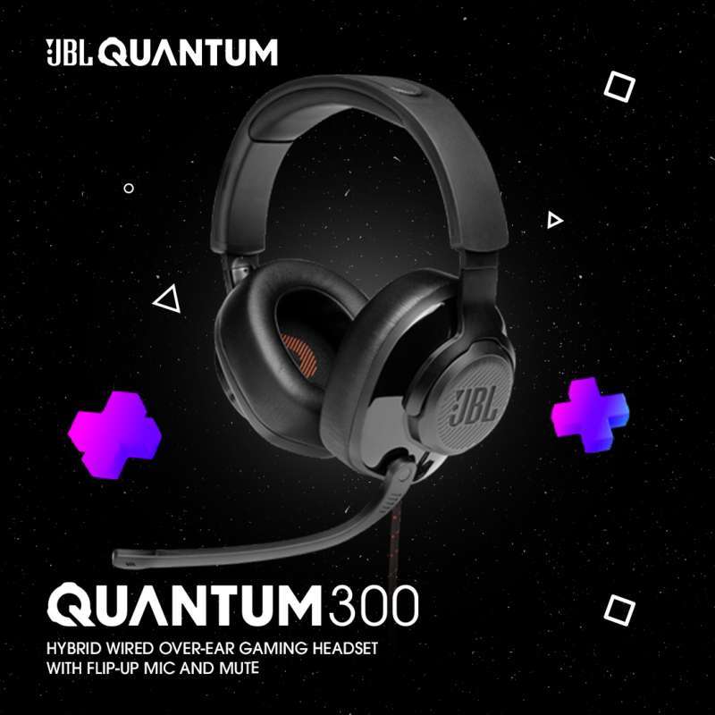 Promo JBL Quantum 300 Hybrid Wired Over Ear Gaming Headset with Flip up