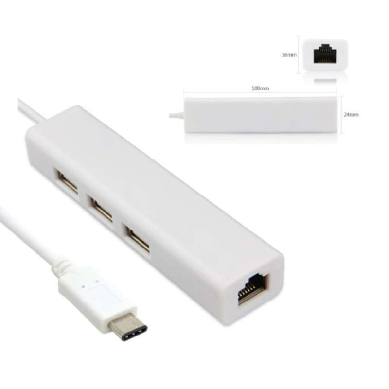 Promo Usb Type C 3.1 To Lan Adapter With Usb Hub 3 Port - Usb Tipe C To ...