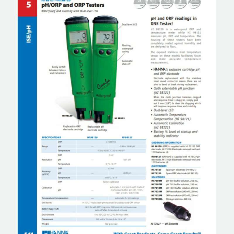 Promo Hanna Instruments Hi98121 Pocket Ph,Orp (Redox) Tester And Temp