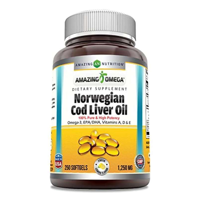 Promo Amazing Omega Norwegian Cod Liver Oil 1250 Mg Softgels Supplement